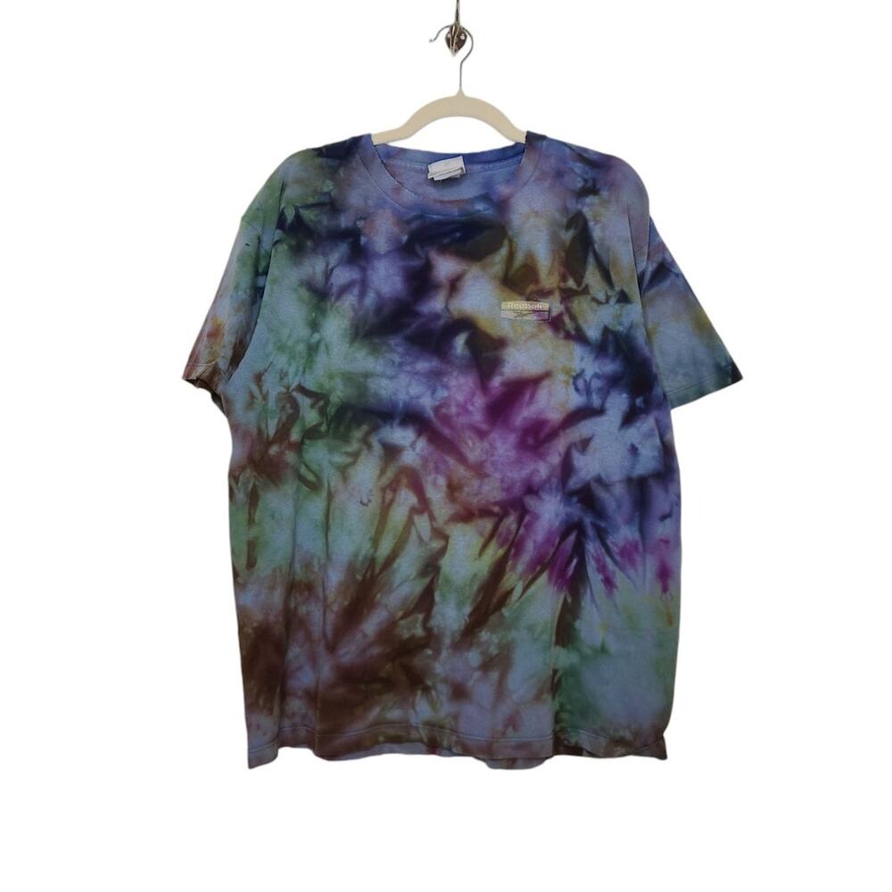 Vintage Reebok Distressed Grunge 90s Custom Tie Dye Shirt Large Cobain